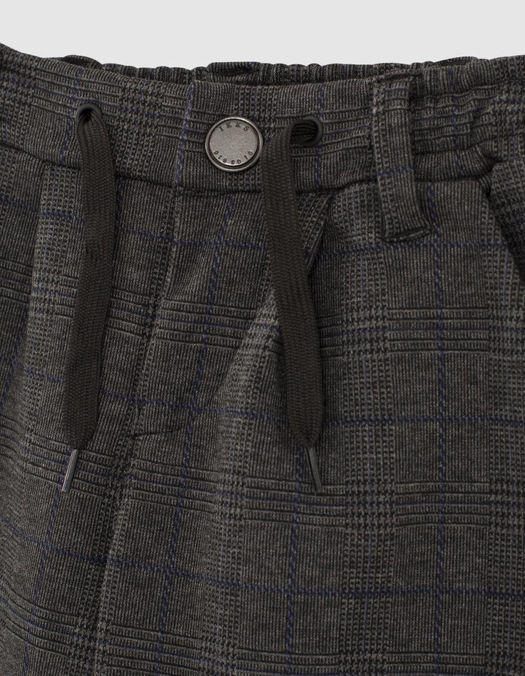 Pantalon gris chin&eacute; maille motif carreaux gar&ccedil;on-4