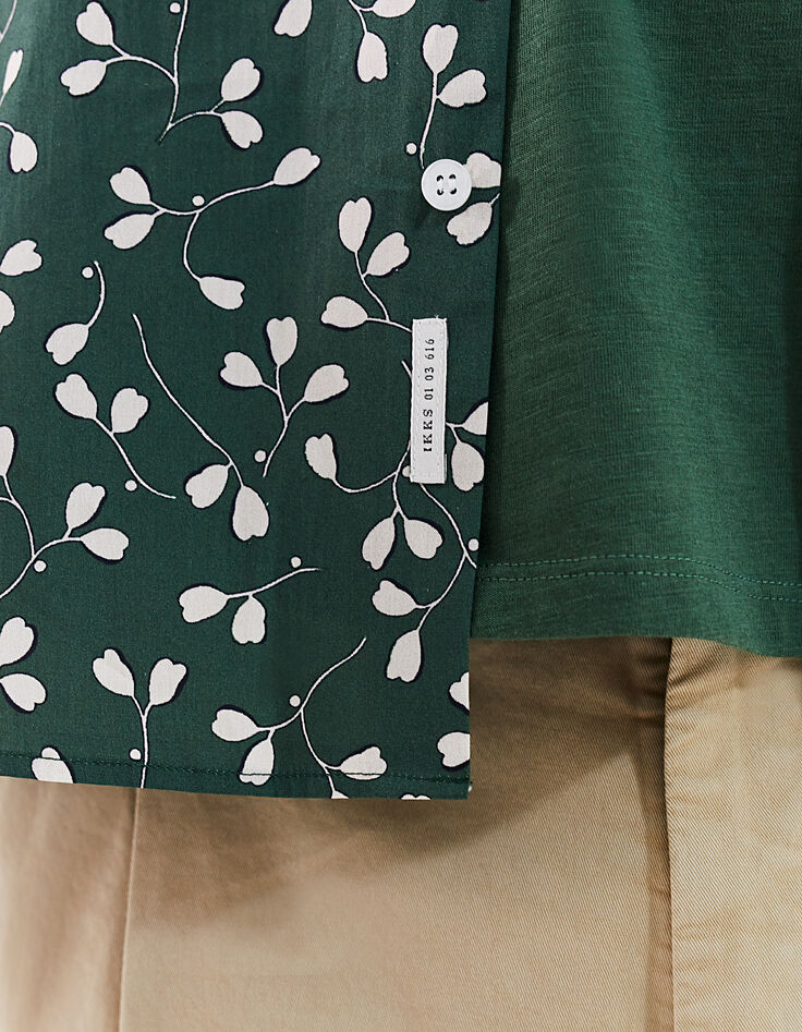 Chemise SLIM verte bio imprimé petites feuilles Homme-4