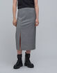 Jupe crayon grise faux-uni Femme-4