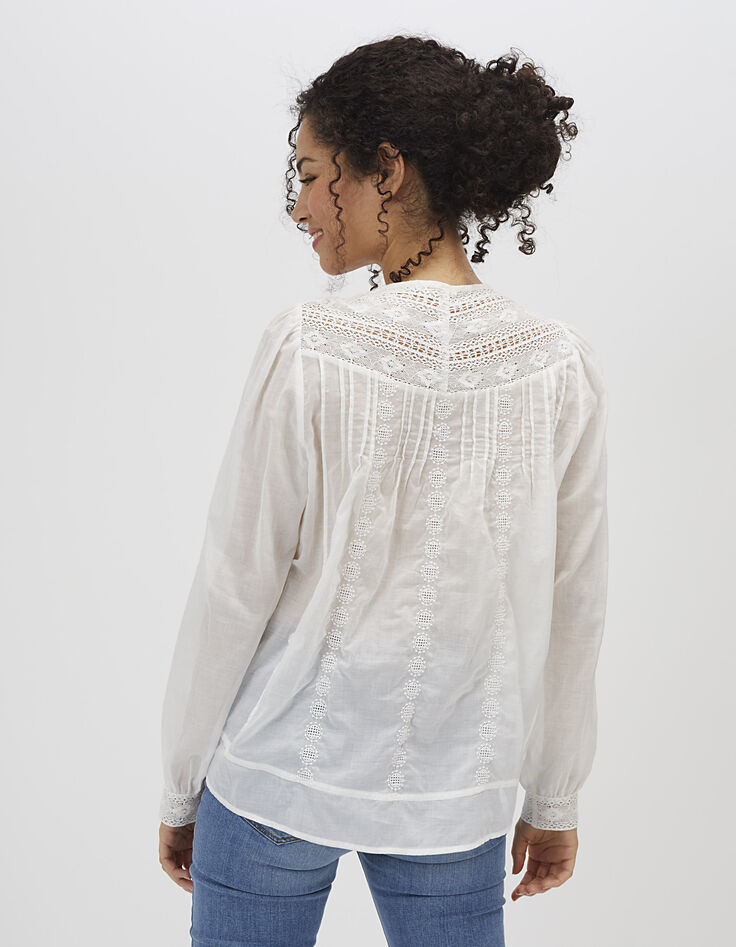 Cremeweiße Bluse mit Stickerei I.Code-4