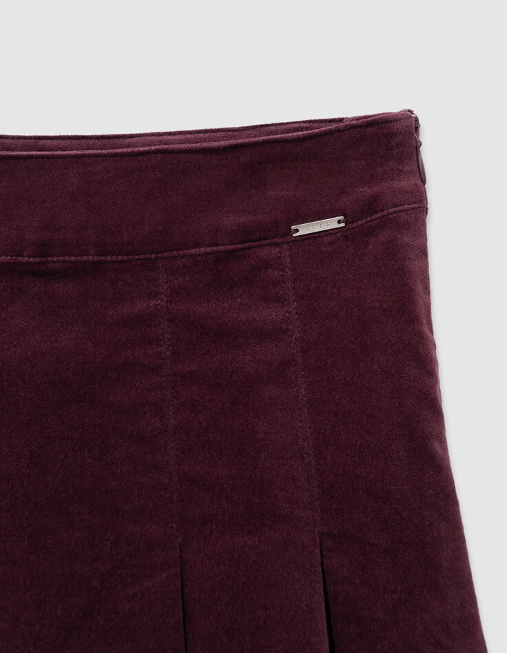 Girls’ burgundy pleated short skirt-5