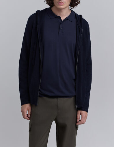 C&aacute;rdigan azul marino capucha 100&nbsp;% cachemira hombre - IKKS
