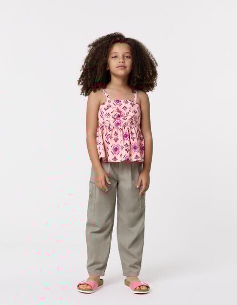 Pink ethnic maxi print camisole for girl - IKKS