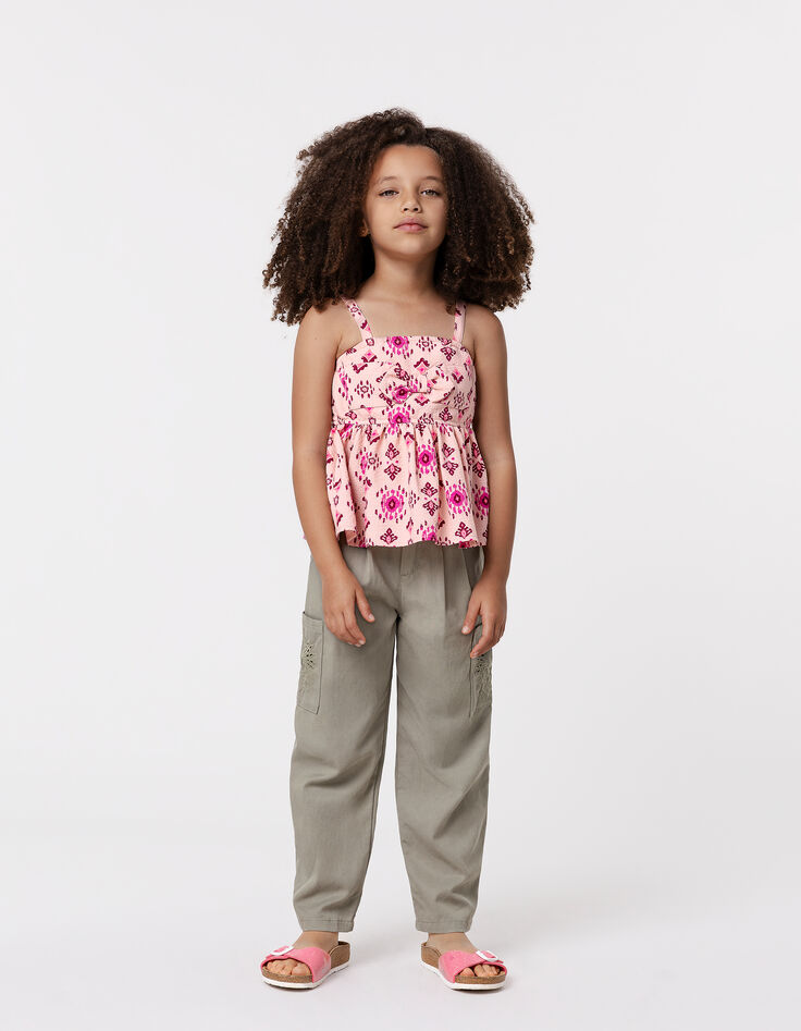 Rosa Caraco mit Maxi-Ethno-Print für Mädchen-1