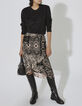 Women’s scarf-print asymmetric skirt with voile ruffle-1