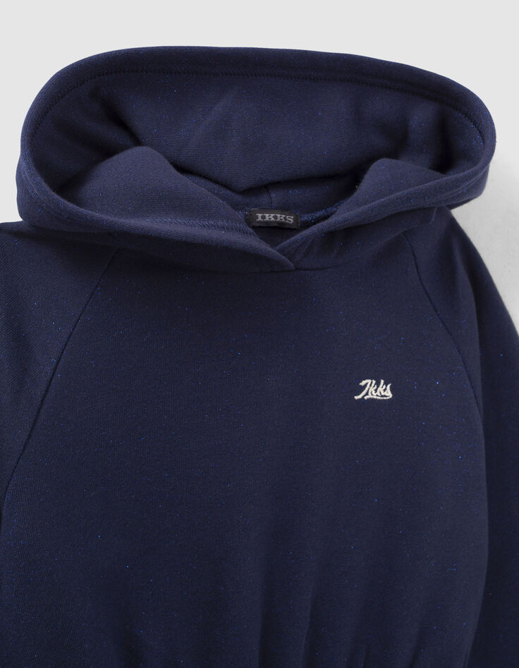 Girls’ navy glittery hooded sweatshirt dress-2