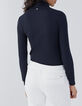 Marineblauw T-shirt opstaande kraag lange mouwen dames-3