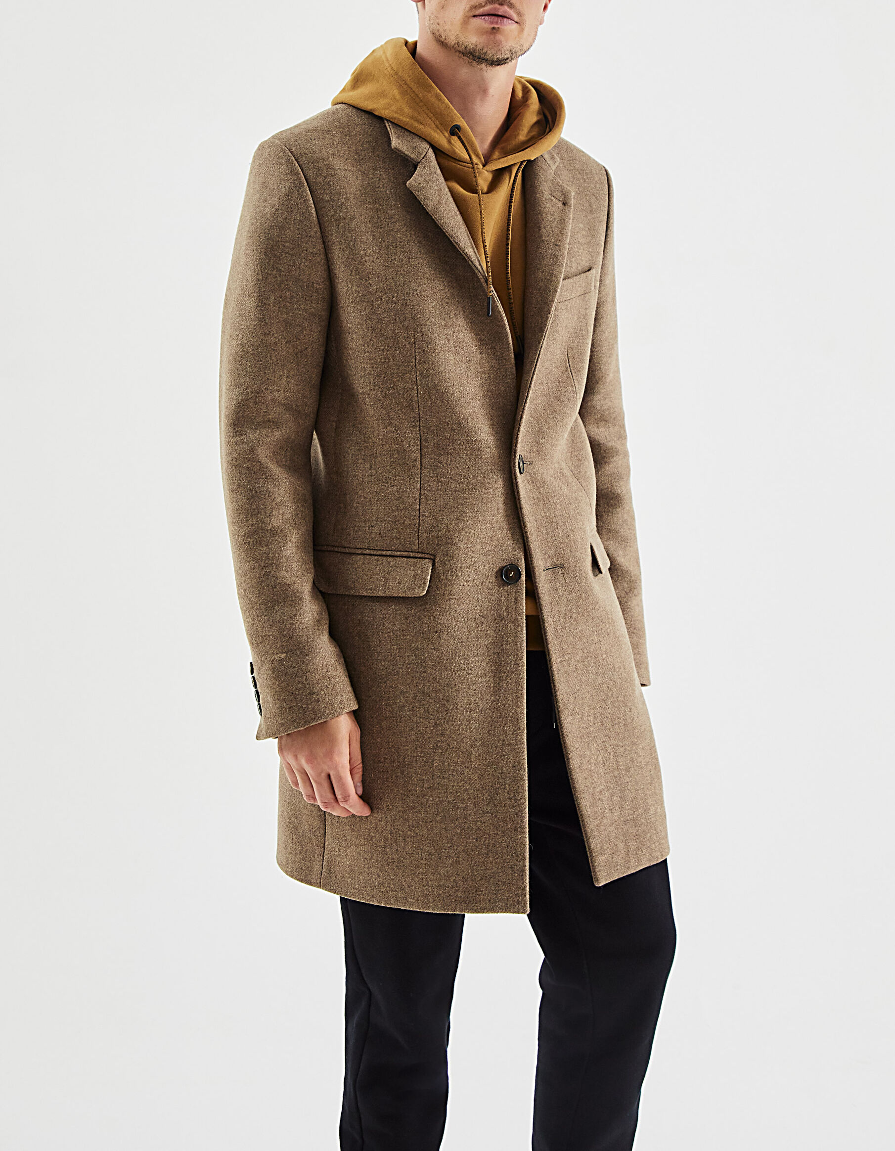 Men s light brown straight coat IKKS