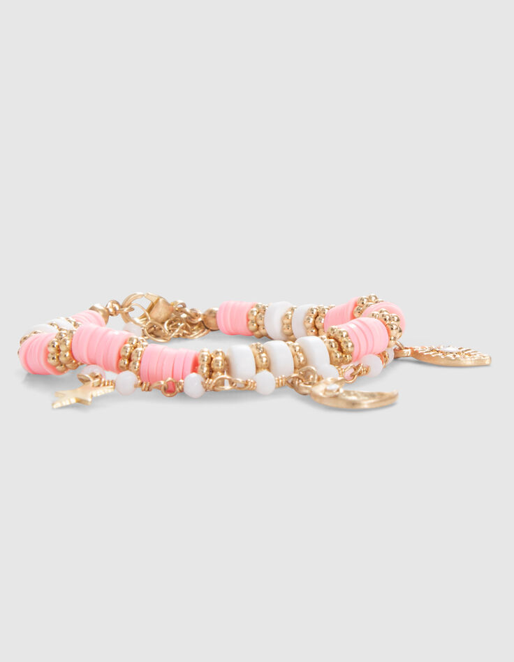 Bracelets dor&eacute;s perles et charms fille-5