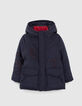 Parka 2-en-1 marine fourrée et doudoune color block garçon-1