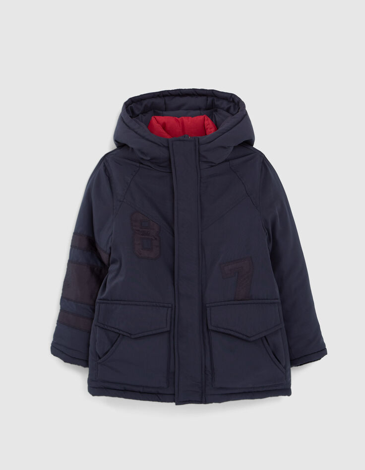 Parka 2-en-1 marine fourrée et doudoune color block garçon-1