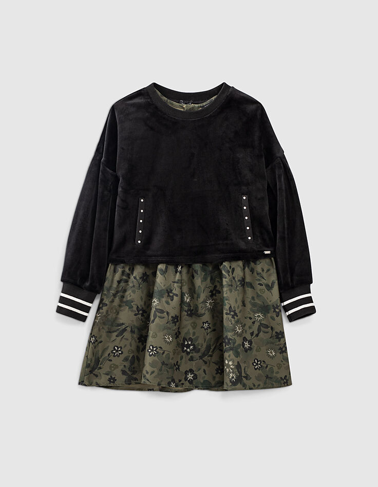 2-in-1 M&auml;dchenkleid mit Camouflageblumenprint und Sweatshirt-2