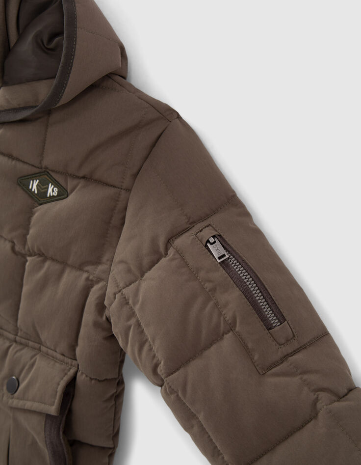 Boys’ khaki double opening pocket padded jacket-5