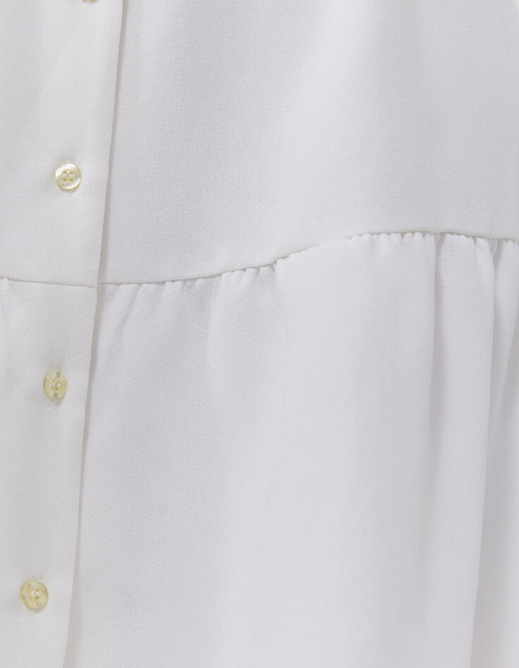 Robe écrue encolure V boutonnée devant Femme-4