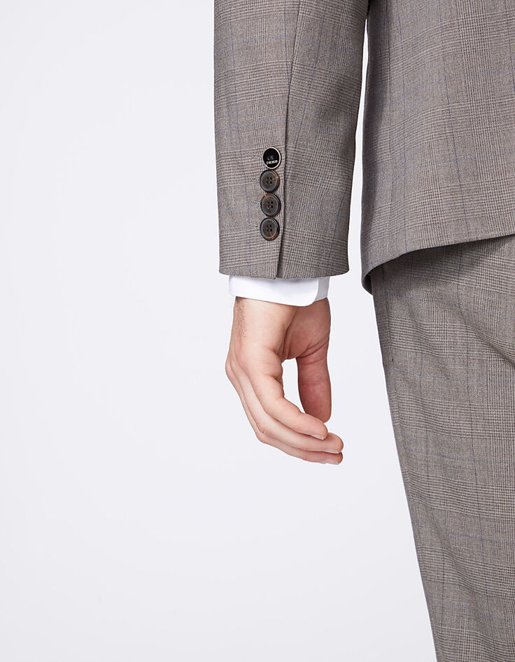 Men’s mink Prince of Wales check suit jacket -4