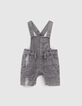 Ensemble salopette en jean et T-shirt damier bébé garçon-4