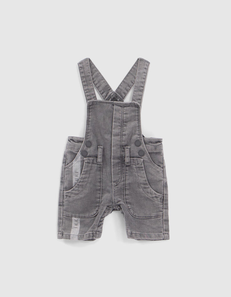 Ensemble salopette en jean et T-shirt damier bébé garçon-4