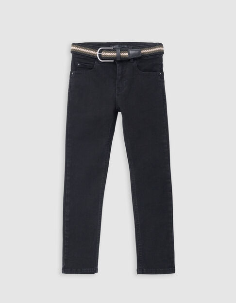 Schwarze SLIM-Jeans f&uuml;r Jungen mit abnehmbarem Flechtbund - IKKS