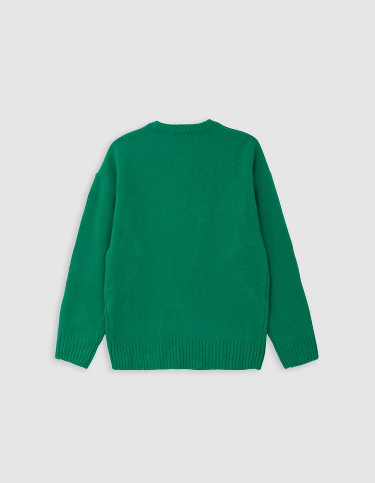 Grüner flauschiger Strickpullover für Jungen-4