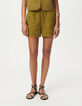 Short kaki matelassage broderies Femme-2