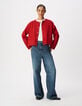 Veste en cuir velours rouge Femme-1