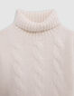 Jersey de punto de cuello alto crudo para niña-4