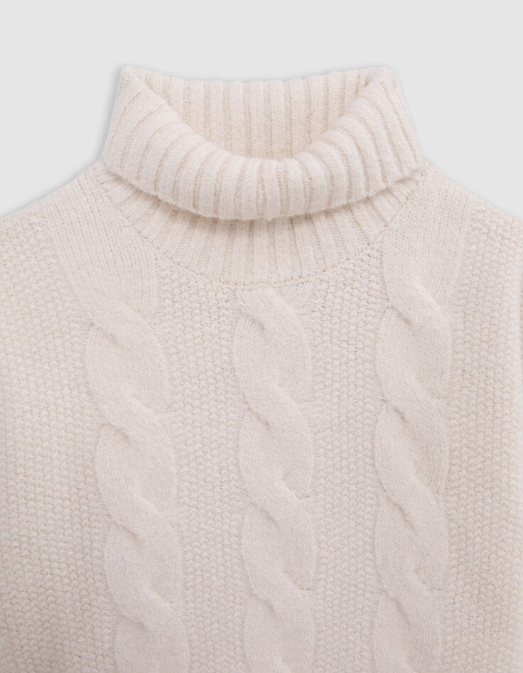 Jersey de punto de cuello alto crudo para niña-4