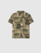 Khaki Jungenhemd aus EcoVero™ mit Camouflageprint-1
