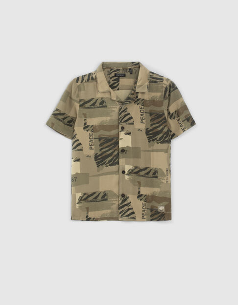 Boys’ khaki camouflage print LENZING™ ECOVERO™ shirt - IKKS