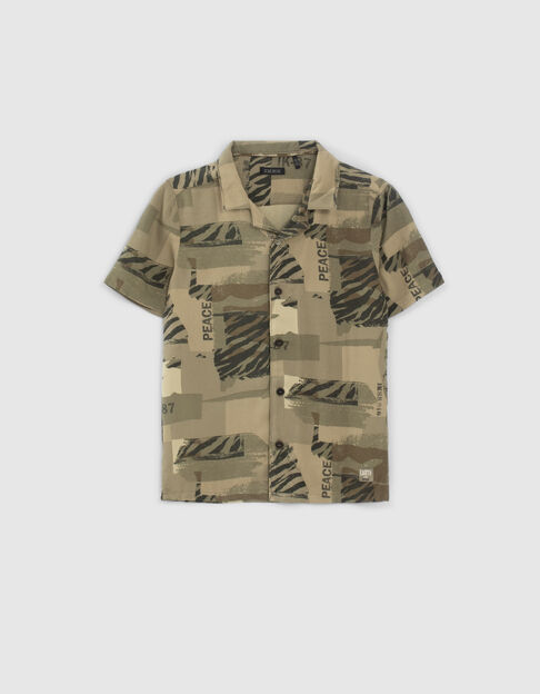 Khaki Jungenhemd aus EcoVero™ mit Camouflageprint