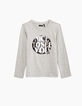Camiseta gris lentejuelas NICE TO SEE YOU niña-1