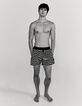 Short de bain noir à rayures écrues et badges Homme-6