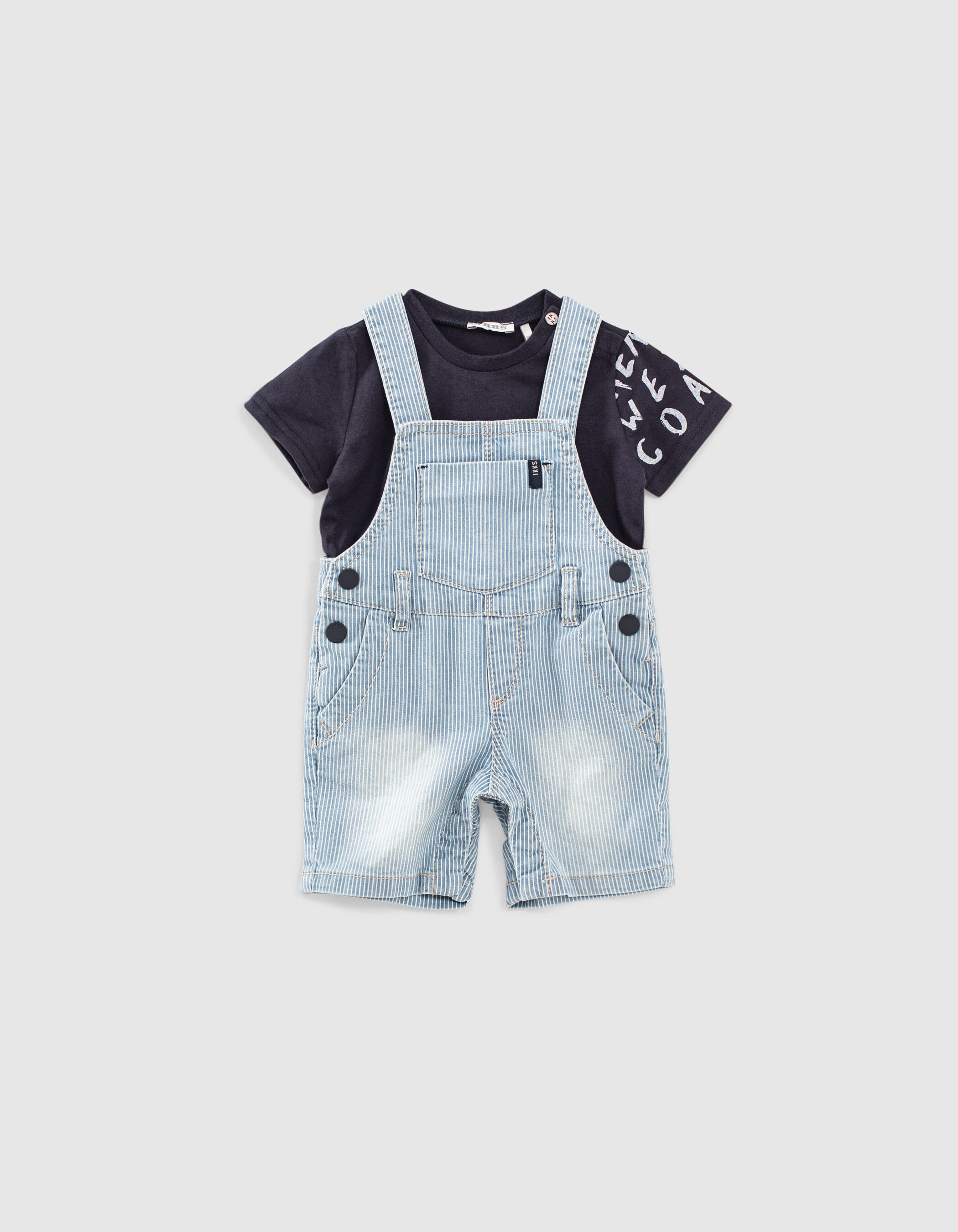 Baby boys' striped organic dungarees 