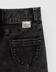 Short en jean noir délavé fille-5