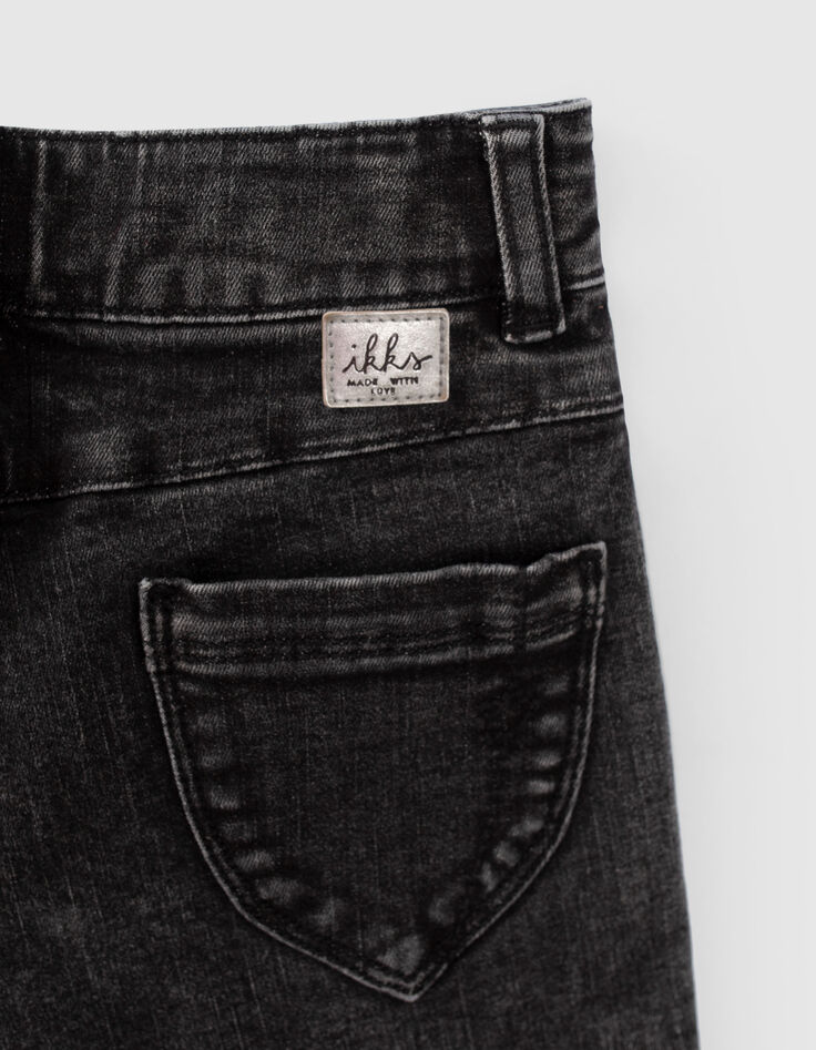 Short en jean noir délavé fille-5