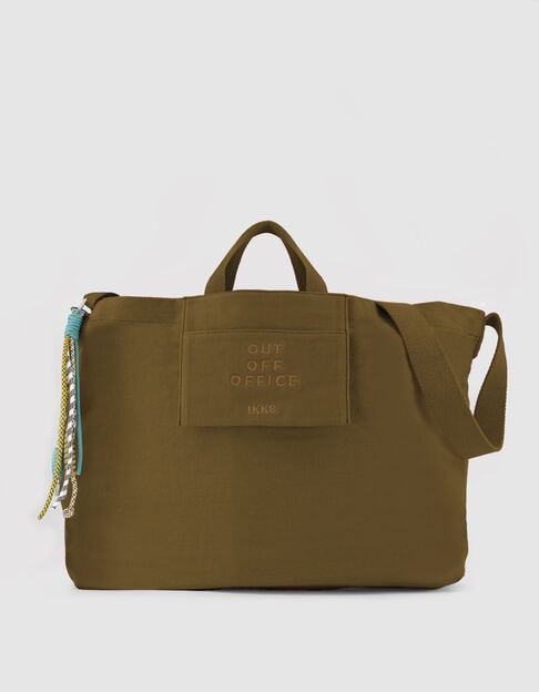El bolso totebag kaki lona bordado Mujer - IKKS