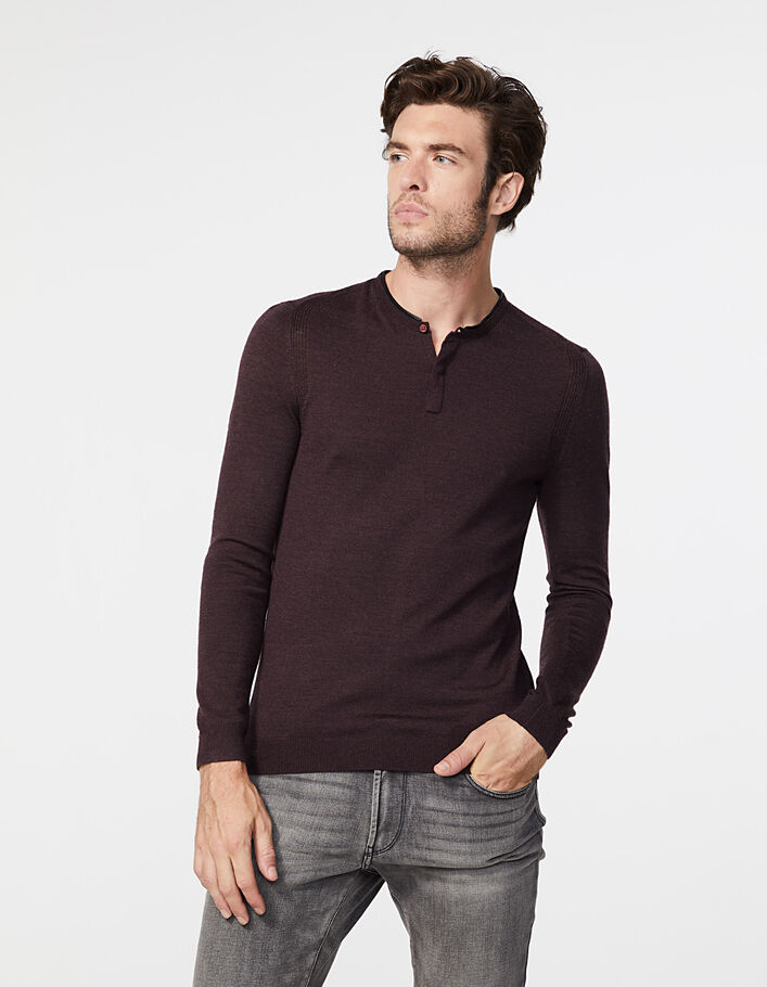 Men’s plum button-neck sweater - IKKS