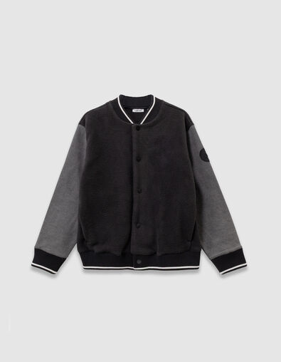Cárdigan azul marino mangas vaqueras gris teddy niño - IKKS