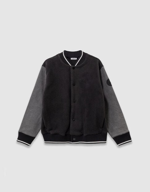 Cárdigan azul marino mangas vaqueras gris teddy niño - IKKS