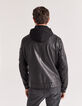 Men’s dark brown leather jacket with detachable facing-3