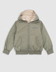 Reversible khaki and beige jacket for boy-4