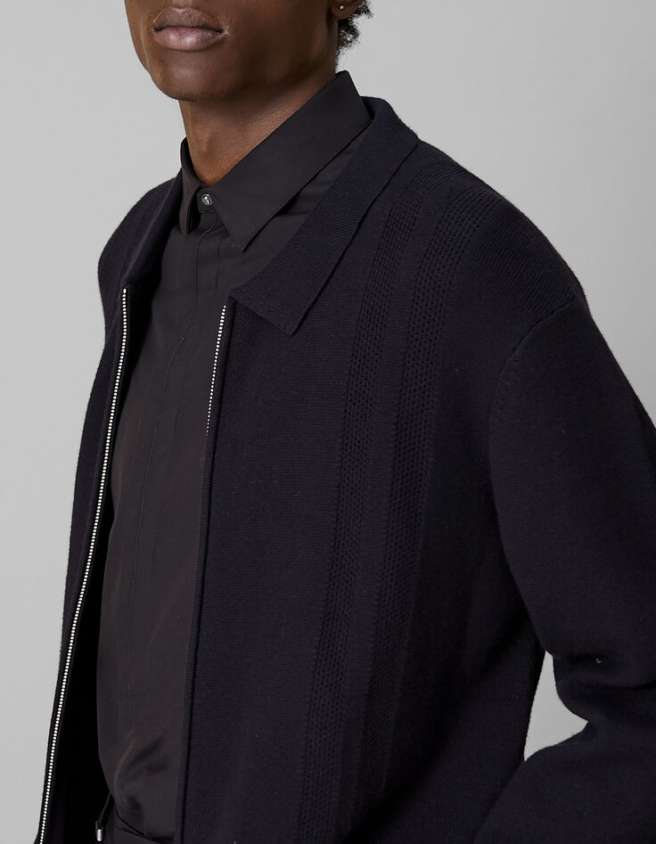Pure Edition-Herrenstrickjacke mit Rei&szlig;verschluss, schwarz-4