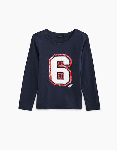 Tee-shirt navy 6 en sequins réversibles fille - IKKS