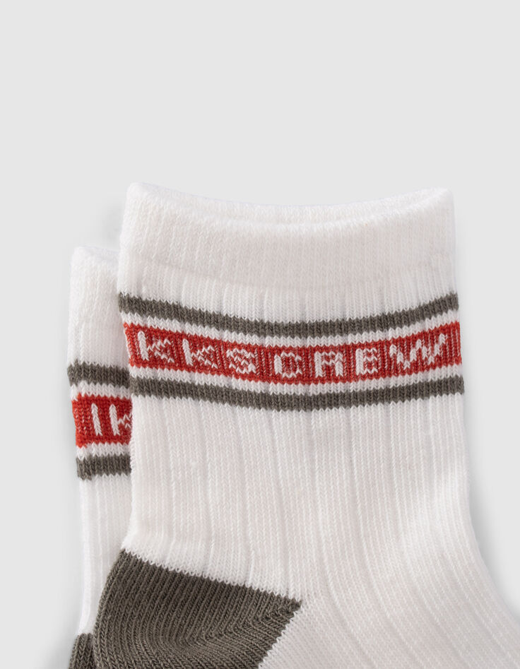 Baby boys' khaki/ecru ribbed socks-3