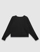 Women’s black oversized sweatshirt, bands down sleeves-5