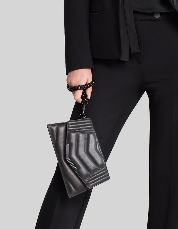 Women’s black quilted leather THE 1 TIMELESS clutch - IKKS