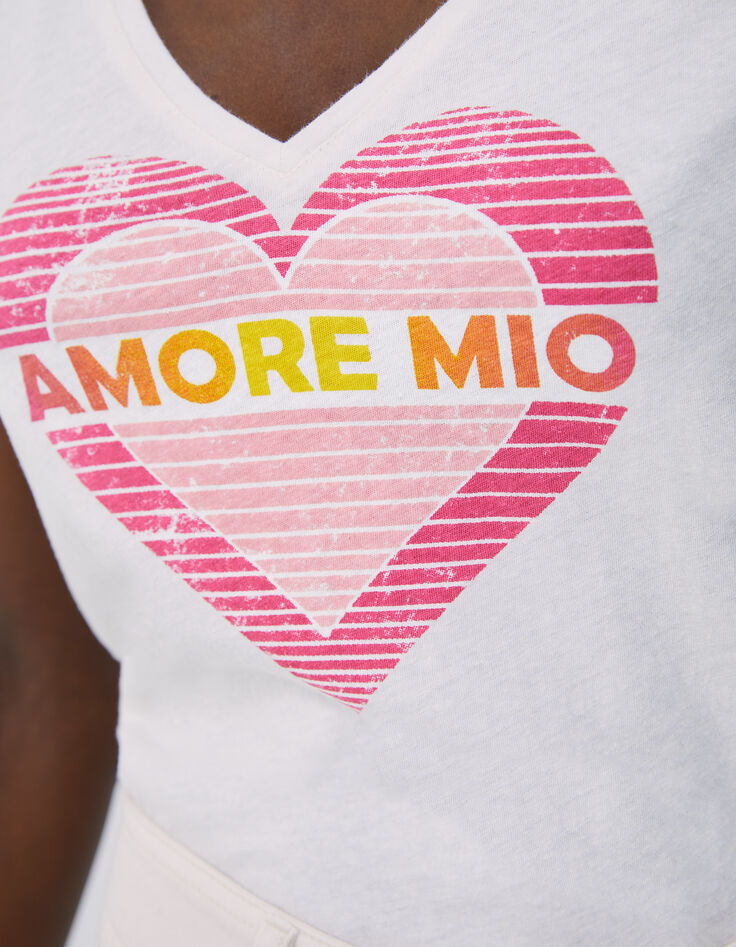 Women’s off-white T-shirt with slogan and heart image-4 Women’s off-white T-shirt with slogan and heart image-4