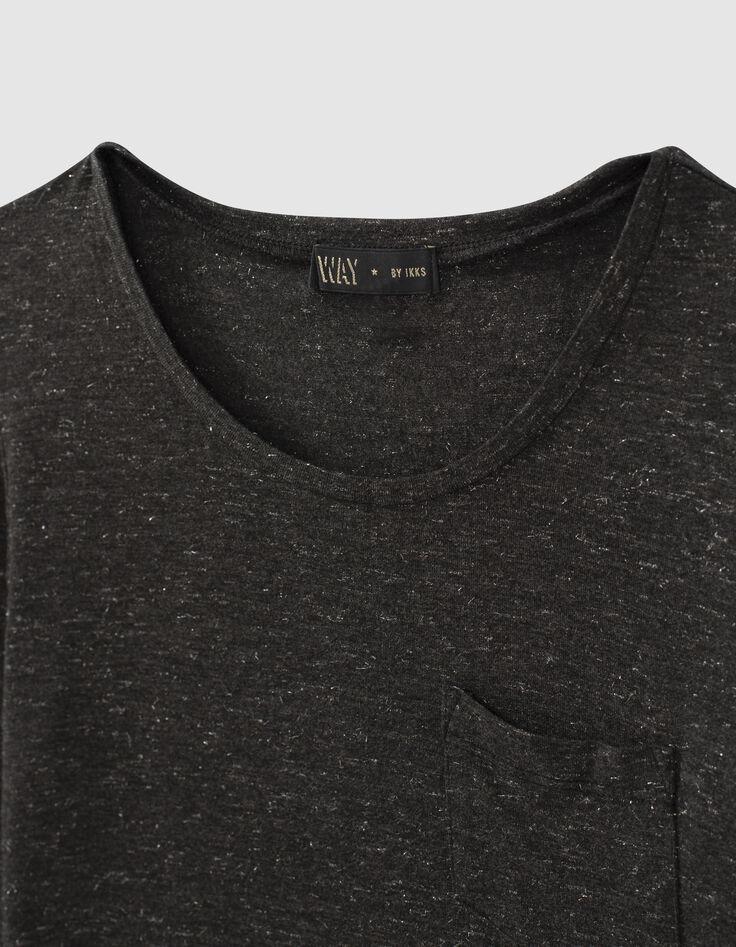 Schwarzes M&auml;dchenshirt mit gestickten Fischgr&auml;ten-2