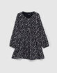 Girls’ black flower print ruffled dress-2