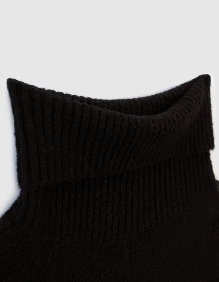Black studded high collar dress-4